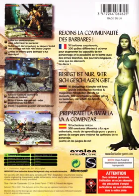 Barbarian (Europe) box cover back